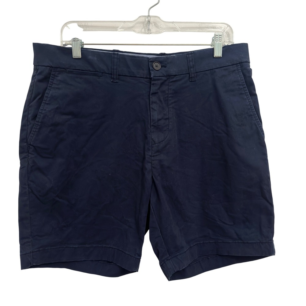 Tommy Hilfiger Mens Chino Shorts Preppy Navy Blue Cotton Stretch Flag Logo W33